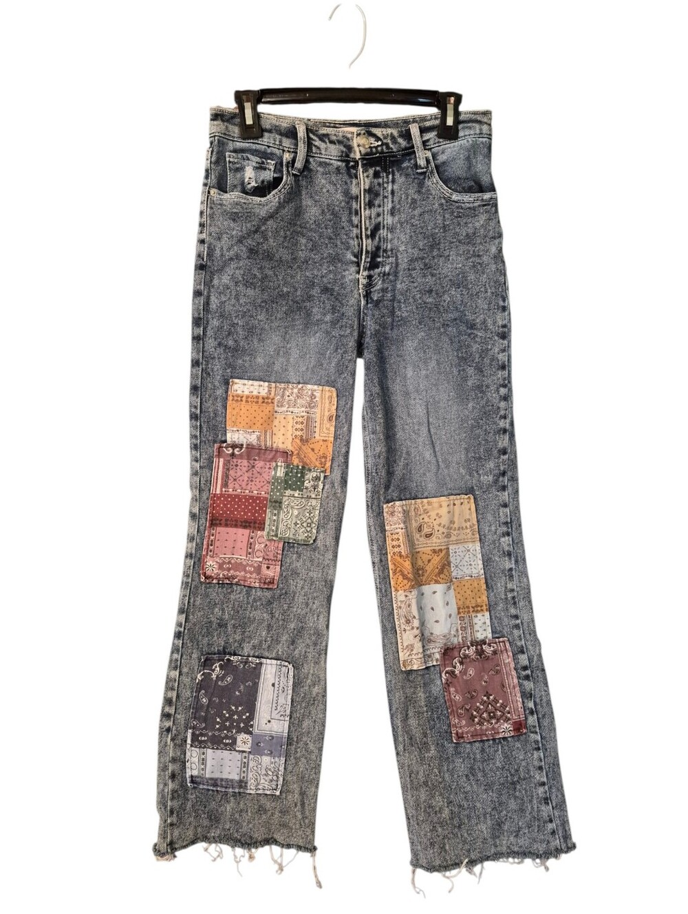 SO Super High Rise Dad Jeans with patchwork detail- 7/28.         U50
